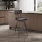 Armen Living Jinab Swivel Bar Stool in Brown Metal with Brown Faux Leather 840254335257 - alternate 5